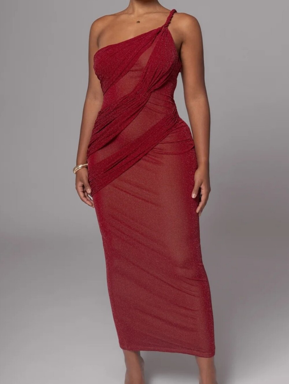 Jluxlabel One-Shoulder Red Bodycon Evening Dress